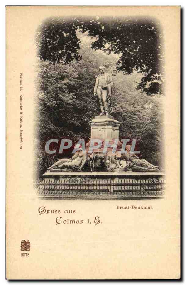 CPA Colmar Gruss Bruat Denkmal