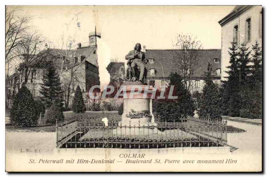 CPA Colmar Boulevard St Pierre avec monument Hirn