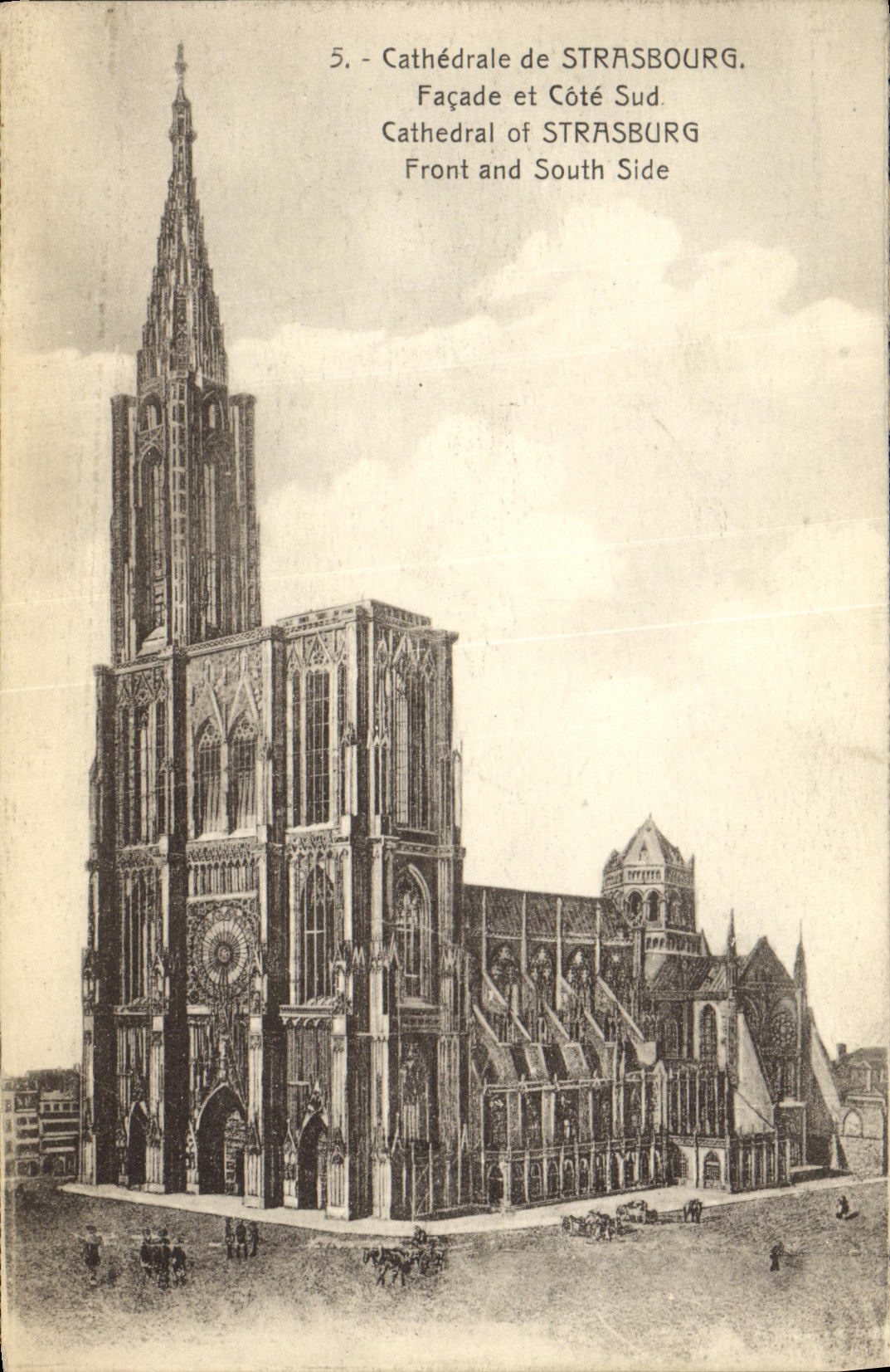 CPA Strasbourg La Cathedrale Facade et Cote Sud