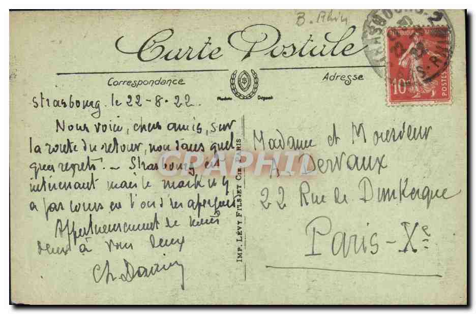 CPA Strasbourg Cathedrale Vierge folle  — Verso