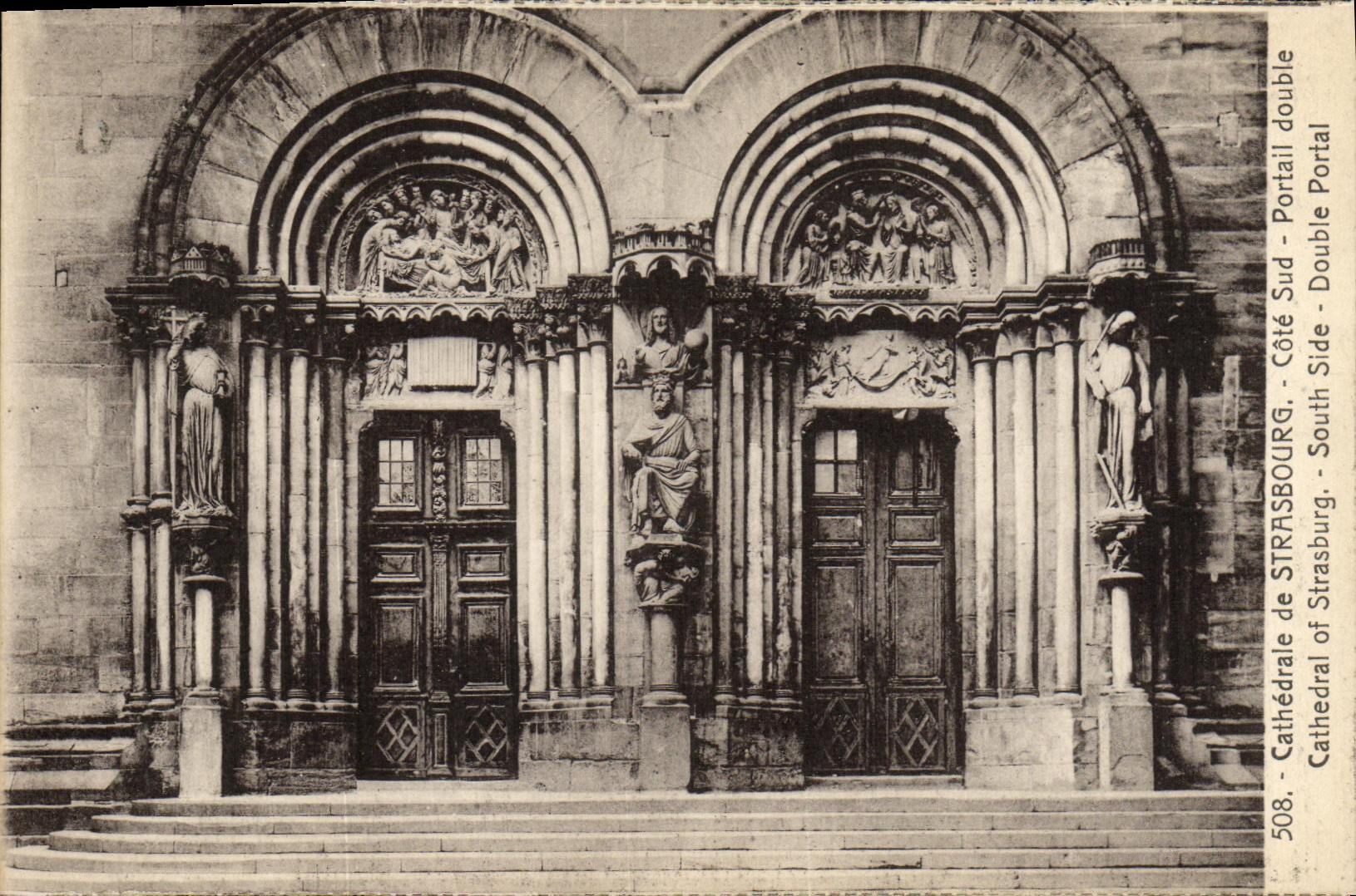 CPA Strasbourg Cathedrale Cote Sud Portail double