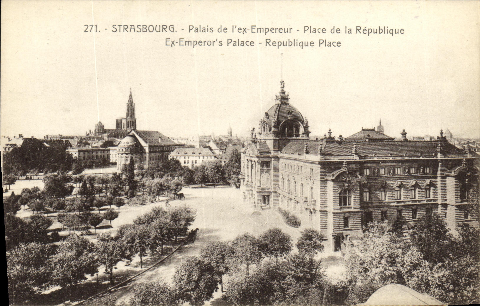 CPA Strassburg palais de l ex Empereur Place de la Republique