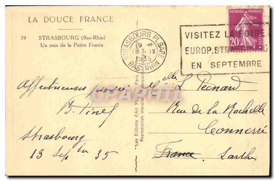 CPA Strassburg Un Coin de la Petite France — Verso