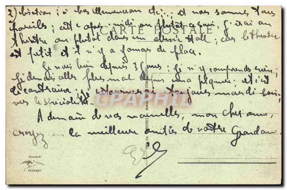 CPA Strassburg A l Orangerie le Jet d Eau et la Maison Alsacienne — Verso