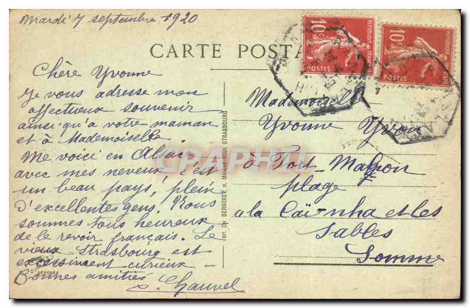 CPA Strasbourg Ecole Superieure de Filles  — Verso
