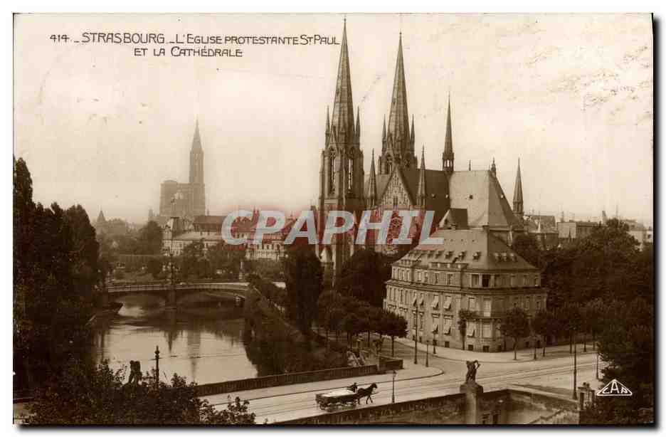 CPA Strasbourg L Eglise Protestante St Paul Et La Cathedrale