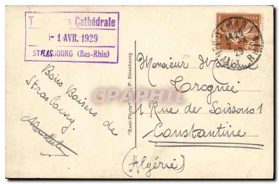 CPA Strasbourg L Eglise Protestante St Paul Et La Cathedrale — Verso