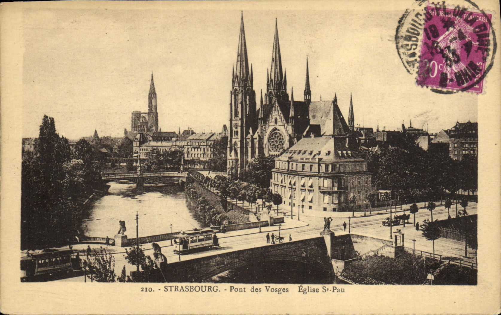 CPA Strasbourg Pont des Vosges Eglise St Pau
