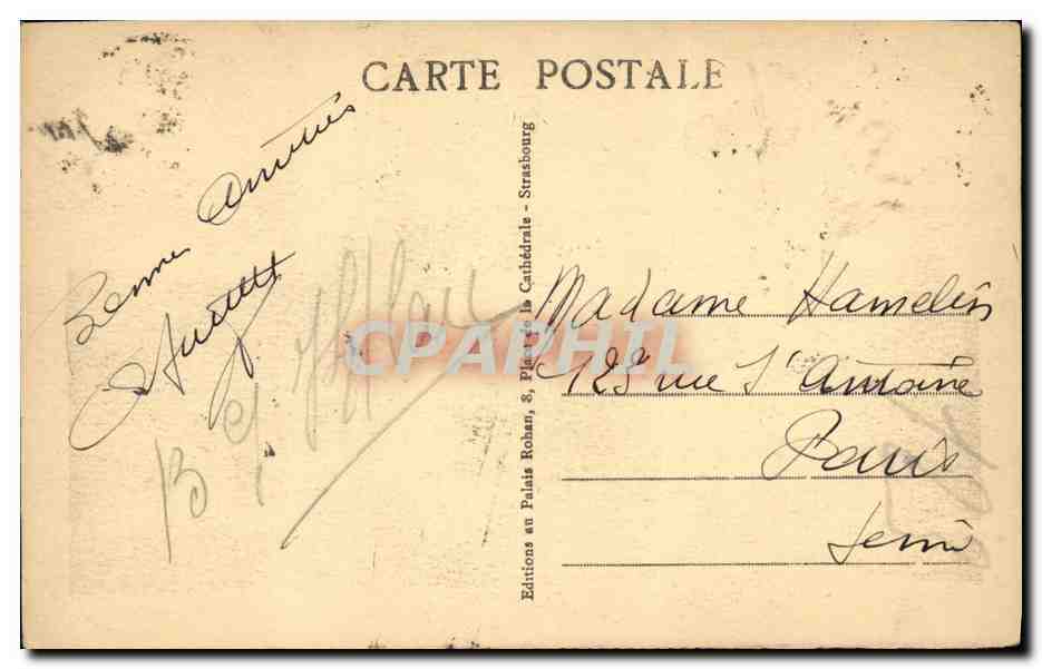 CPA Strasbourg Pont des Vosges Eglise St Pau — Rückseite