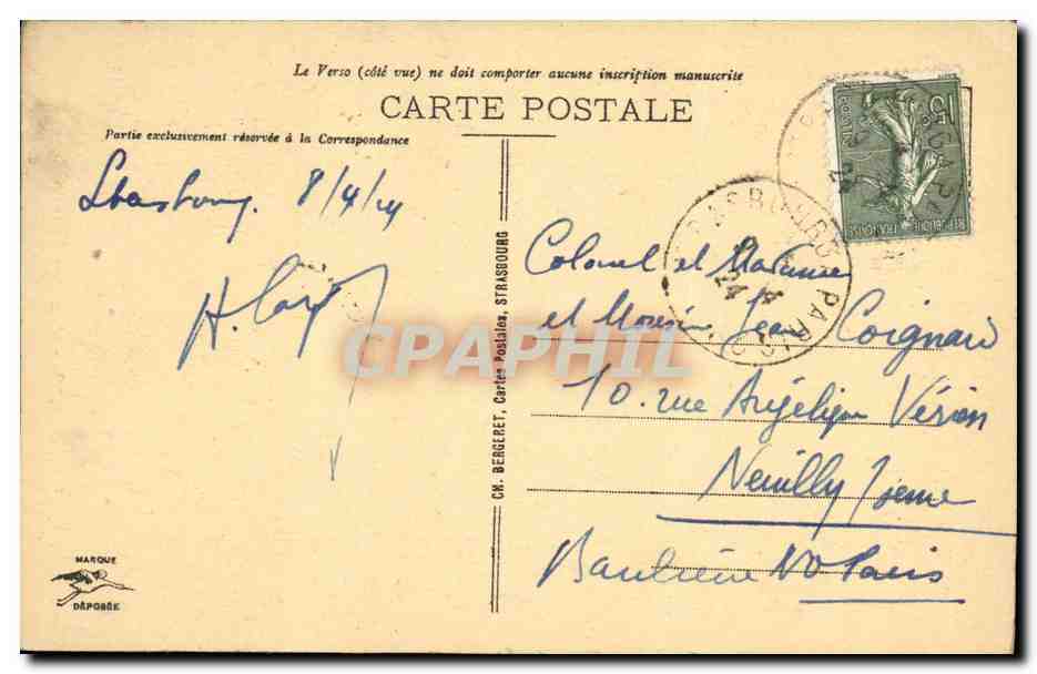 CPA Strasbourg L Horloge Astronomique — Verso