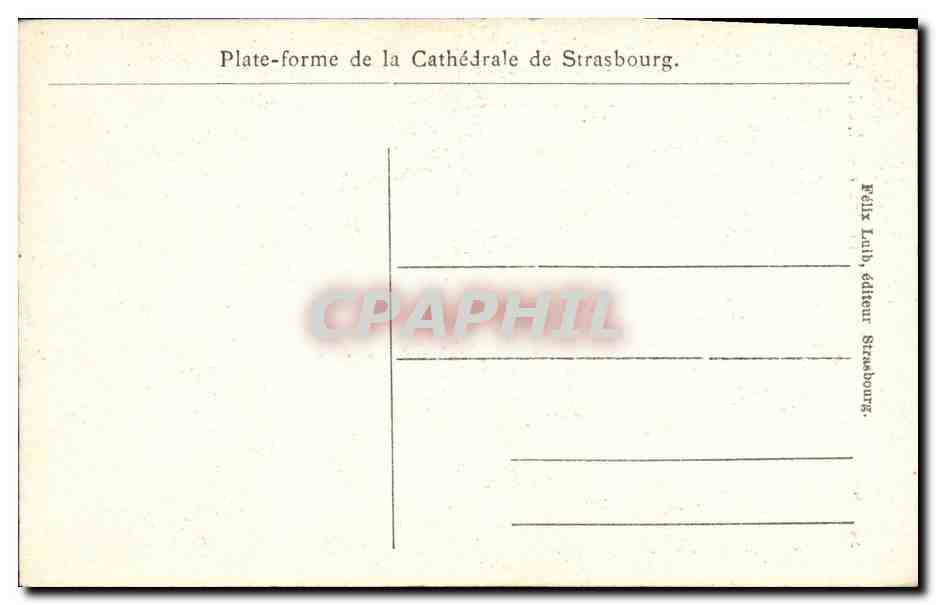 CPA Strasbourg Cathedrale La Fleche — Verso