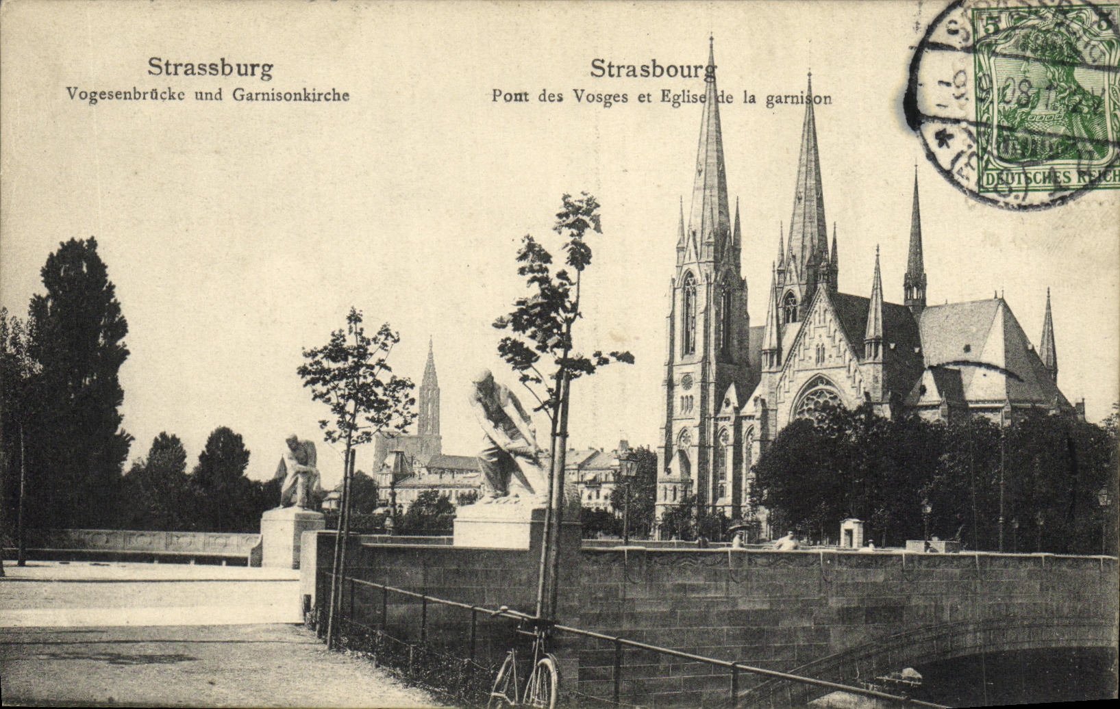 CPA Strasbourg Vogesenbrucke Und Garnisonkirche