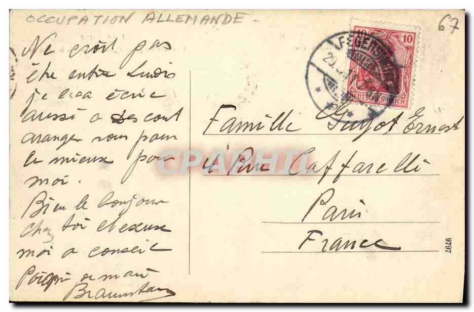 Strasbourg — Pont des Vosges et Église protestante de la garnison — éditeur non identifié — Verso