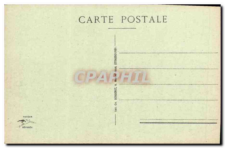 Strasbourg - Place Gutenberg — vue panoramique avec bâtiments et marché — éditeur Oh. Bergeret, n° 399 — Verso