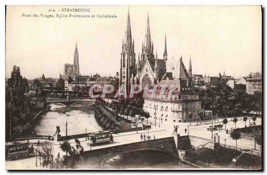 Strasbourg - Pont des Vosges, Église Protestante et Cathédrale