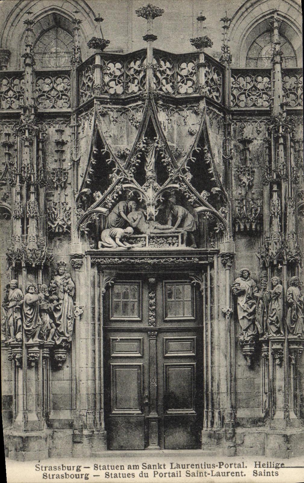 CPA Strasbourg Statues du portail Saint Laurent Saints