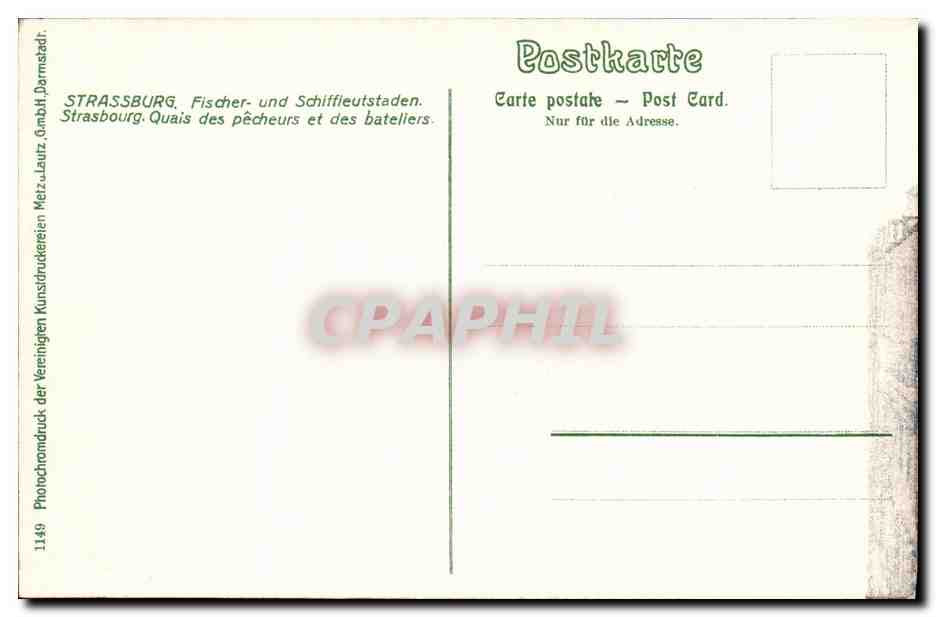 CPA Strasbourg Quai des pecheurs et des bateliers — Rückseite
