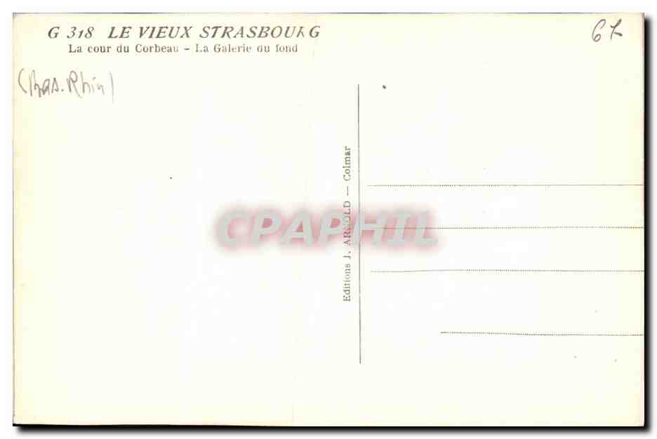 CPA Strasbourg Cour des Corbeau — Rückseite