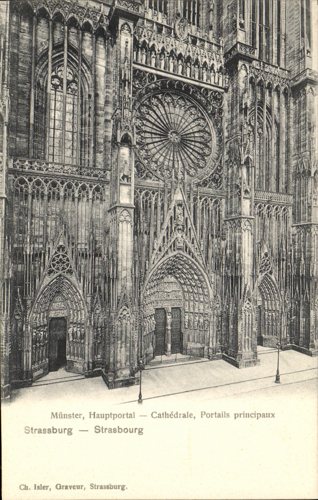 Strasbourg — Cathédrale, Portails principaux — Ch. Isler, Graveur, Strasbourg