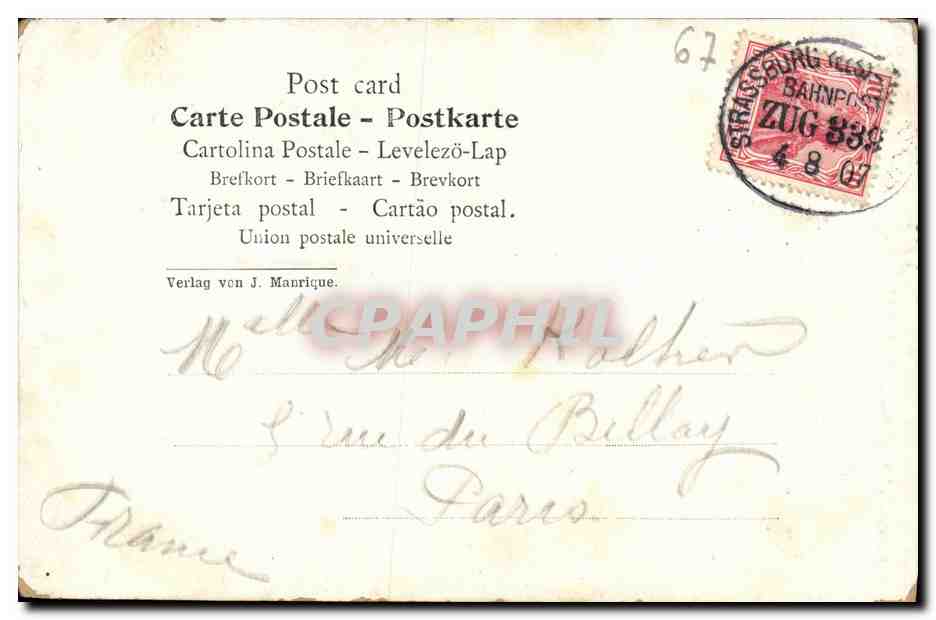 CPA Strasbourg Maison Kammerzelle — Rückseite