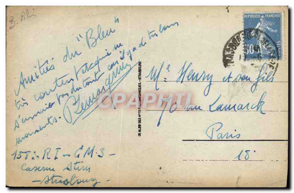 CPA Strasbourg Caserne Stirn Militaria — Rückseite
