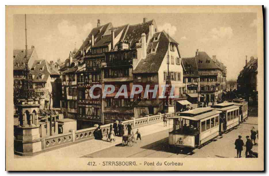 CPA Strasbourg Pont du Corbeau Tramway