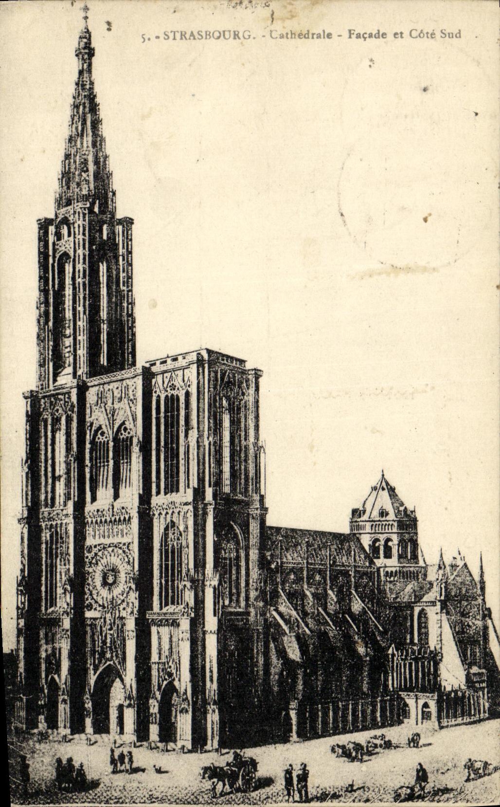 CPA Strasbourg Cathedrale Facade et Cote Sud
