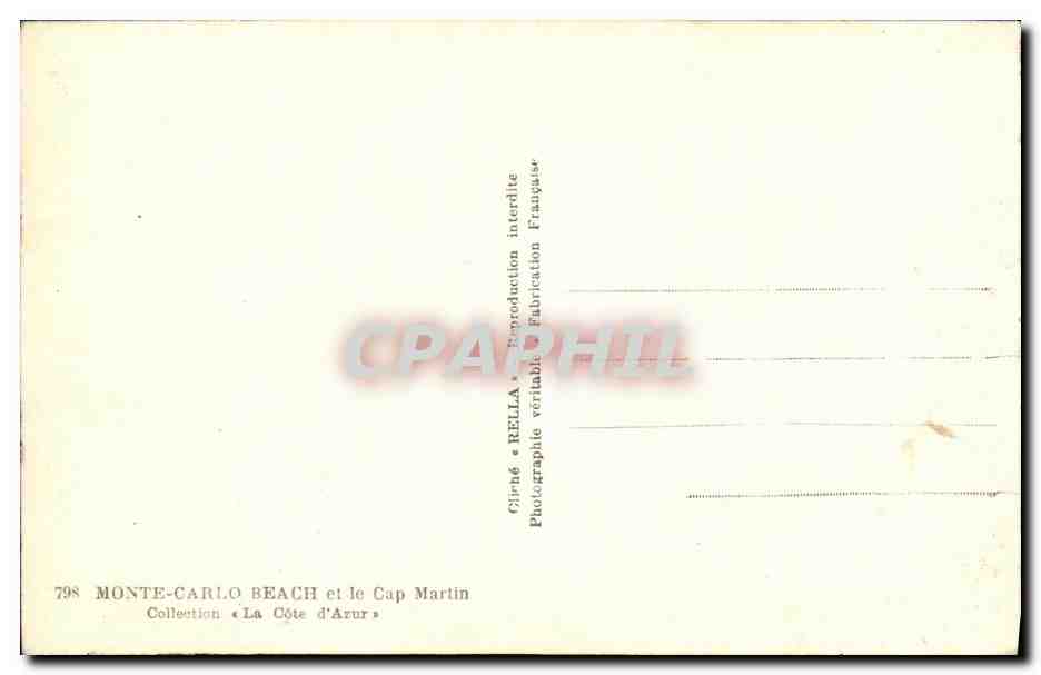 CPA Monte Carlo Beach et le Cap Martin  — Rückseite