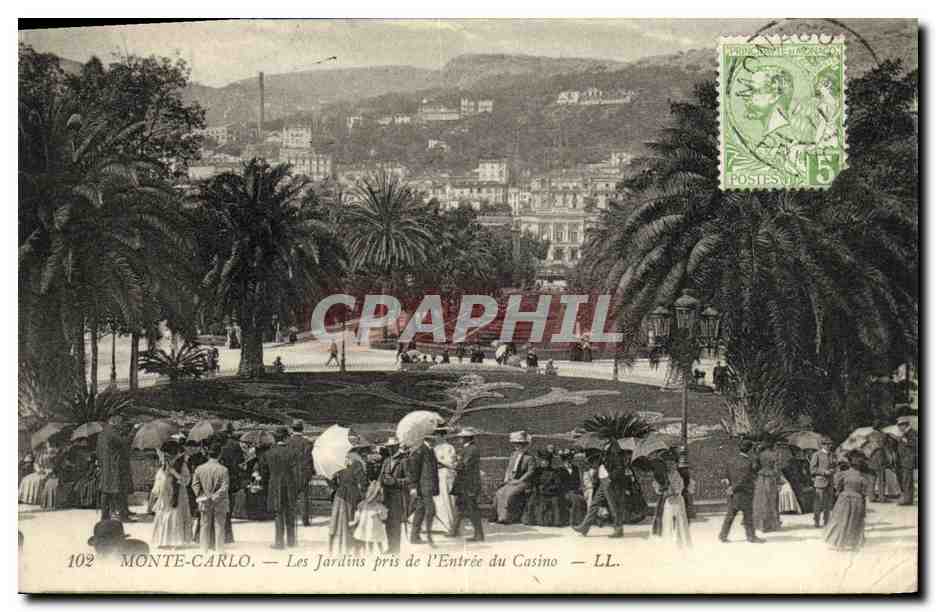 CPA Monte Carlo Les Jardins prise de l Entree du Casino