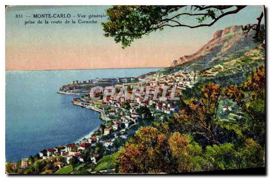 CPA Monte Carlo Vue generale prise de la route de la Corniche