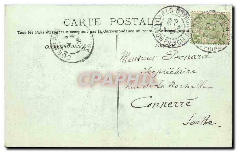 CPA Monte Carlo Vue prise des Jardins vers les Moulins — Rückseite