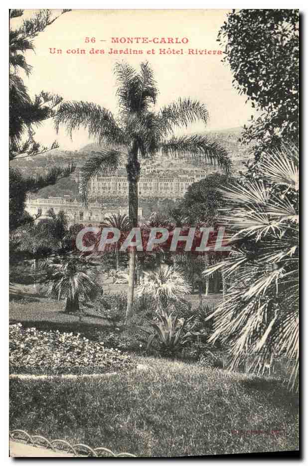 CPA Monte Carlo Un coin des Jardins et Hotel Rivieva