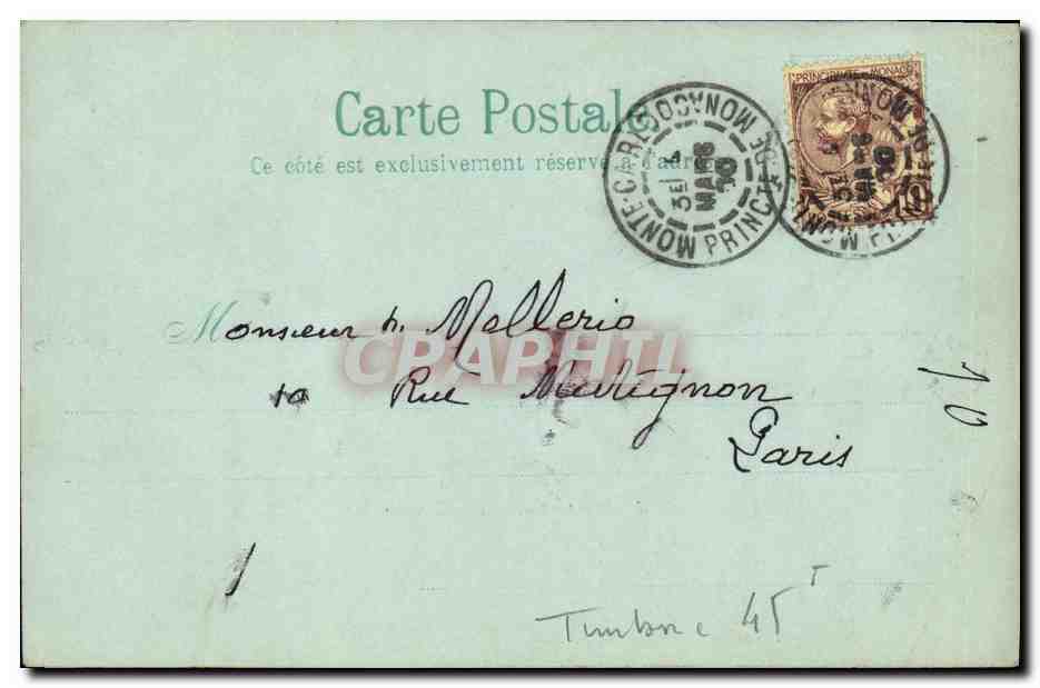 CPA Vue Generale de Monte Carlo et Manaco — Rückseite