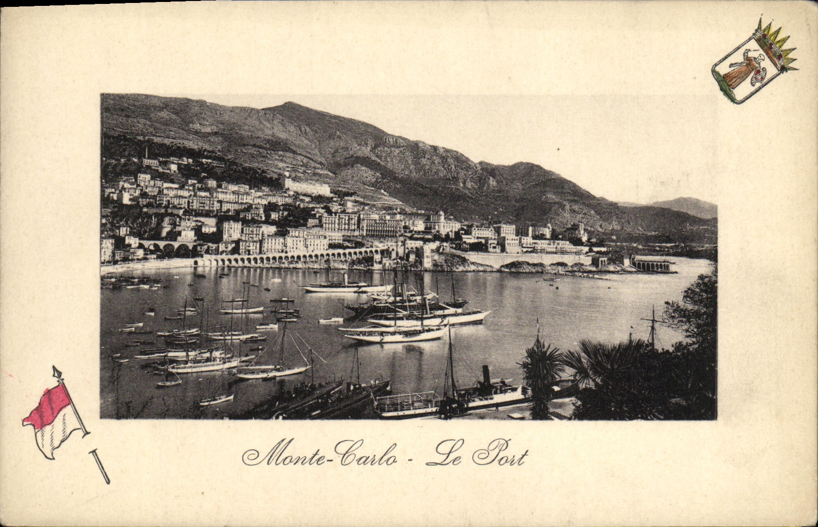 Monte-Carlo - Le Port — vue du port avec bateaux et collines — Edition Guggenheim & Cie, Zürich, n° 13158