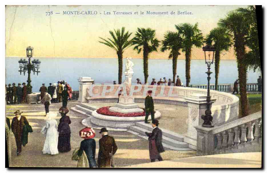 CPA Monte Carlo Les Terrasses et le Monument de Berlioz