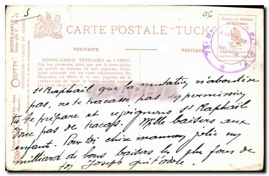 CPA Monte Carlo Terrasses du Casino — Rückseite