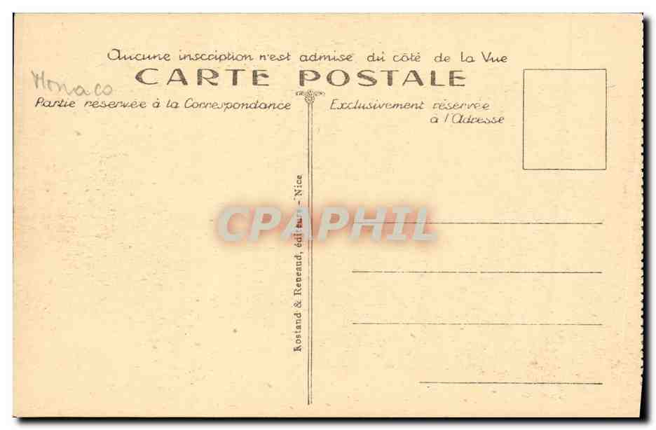 CPA Monte Carlo Le Casino les Terrasses et le Cap Martin — Rückseite
