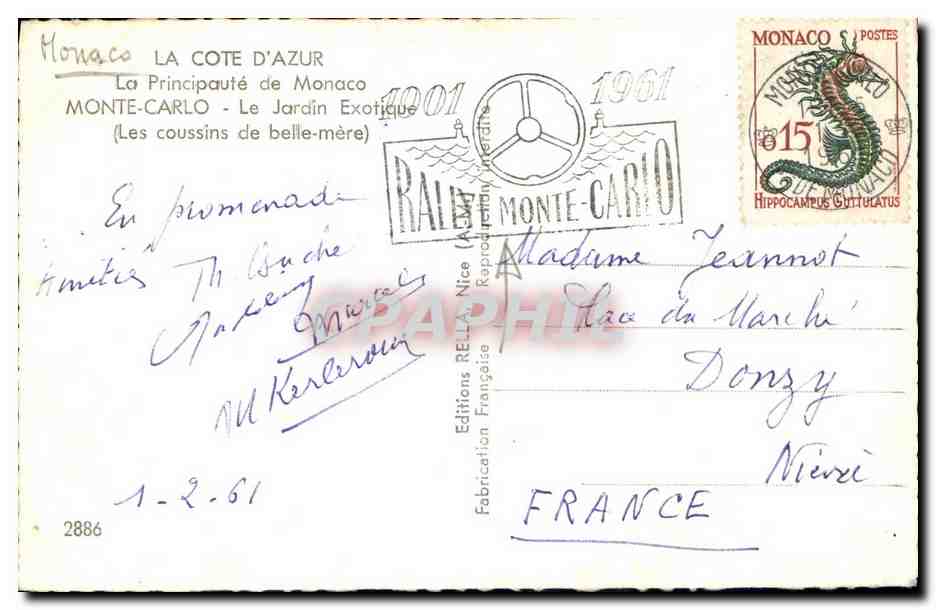 CPA Monte Carlo Le Jardin Exotique Les coussins de belle mere Cactus — Rückseite