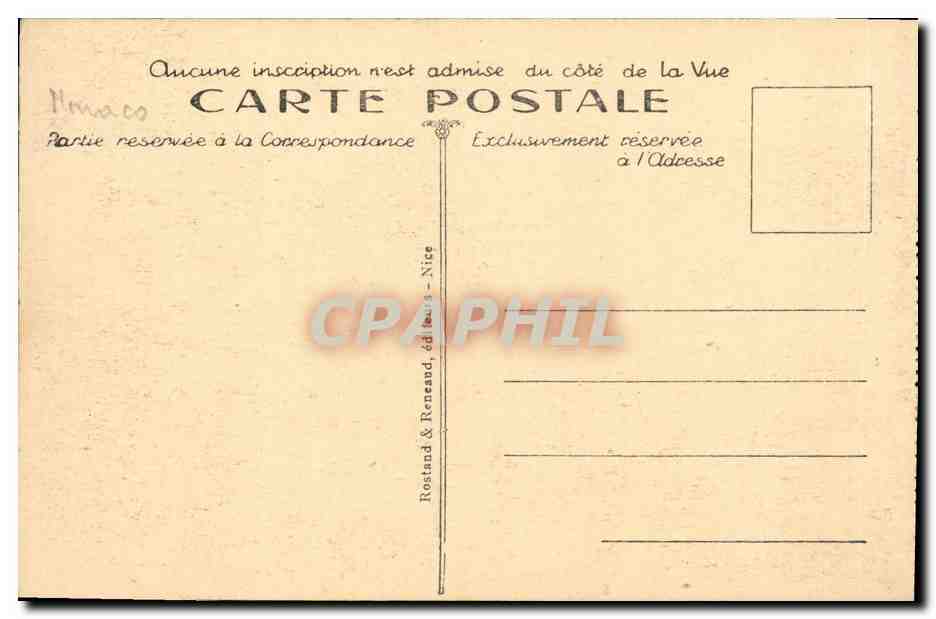 CPA Monte Carlo Vue sur le Casino Les Jardins — Verso