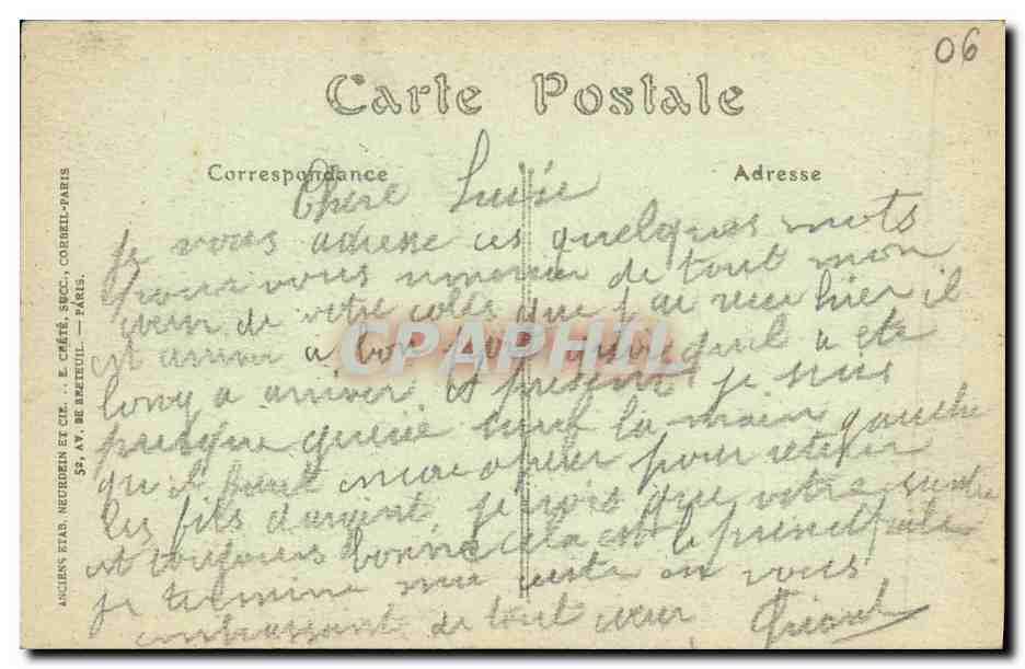 CPA Menton Vue sur la Vieille Ville — Rückseite