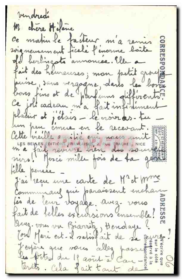 CPA Menton Vue prise de la Frontiere Franco Italienne — Verso
