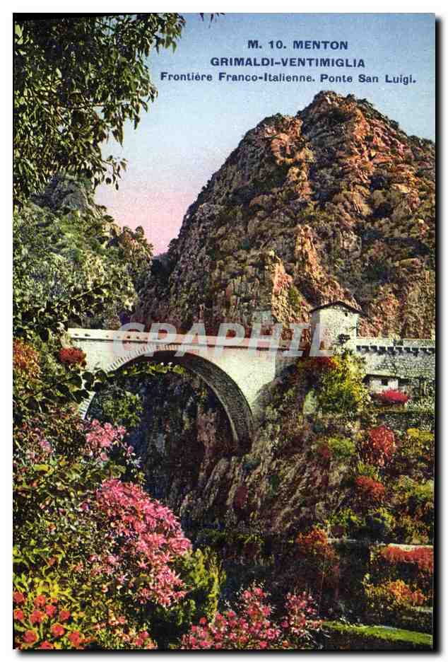 CPA Menton Grimaladi Ventimiglia Frontiere Franco Italienne Ponte San Luigi