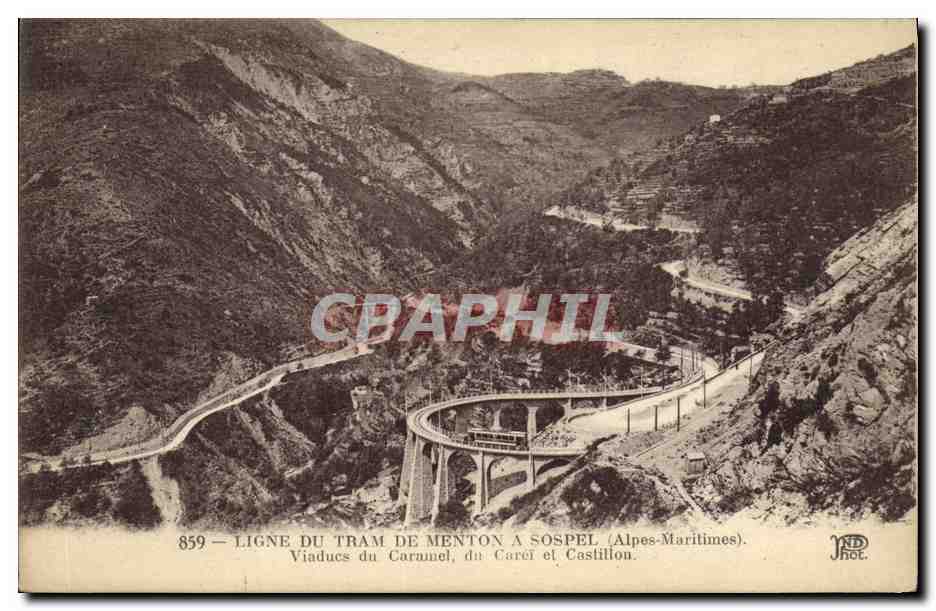 CPA Ligne du Tram de Menton a Sospel Vaiducs du Caramel du Carei et Castillon