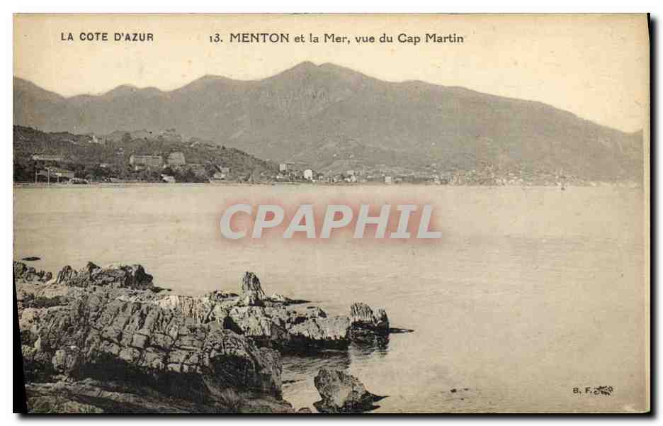 CPA Menton et la Mer vue du Cap Martin