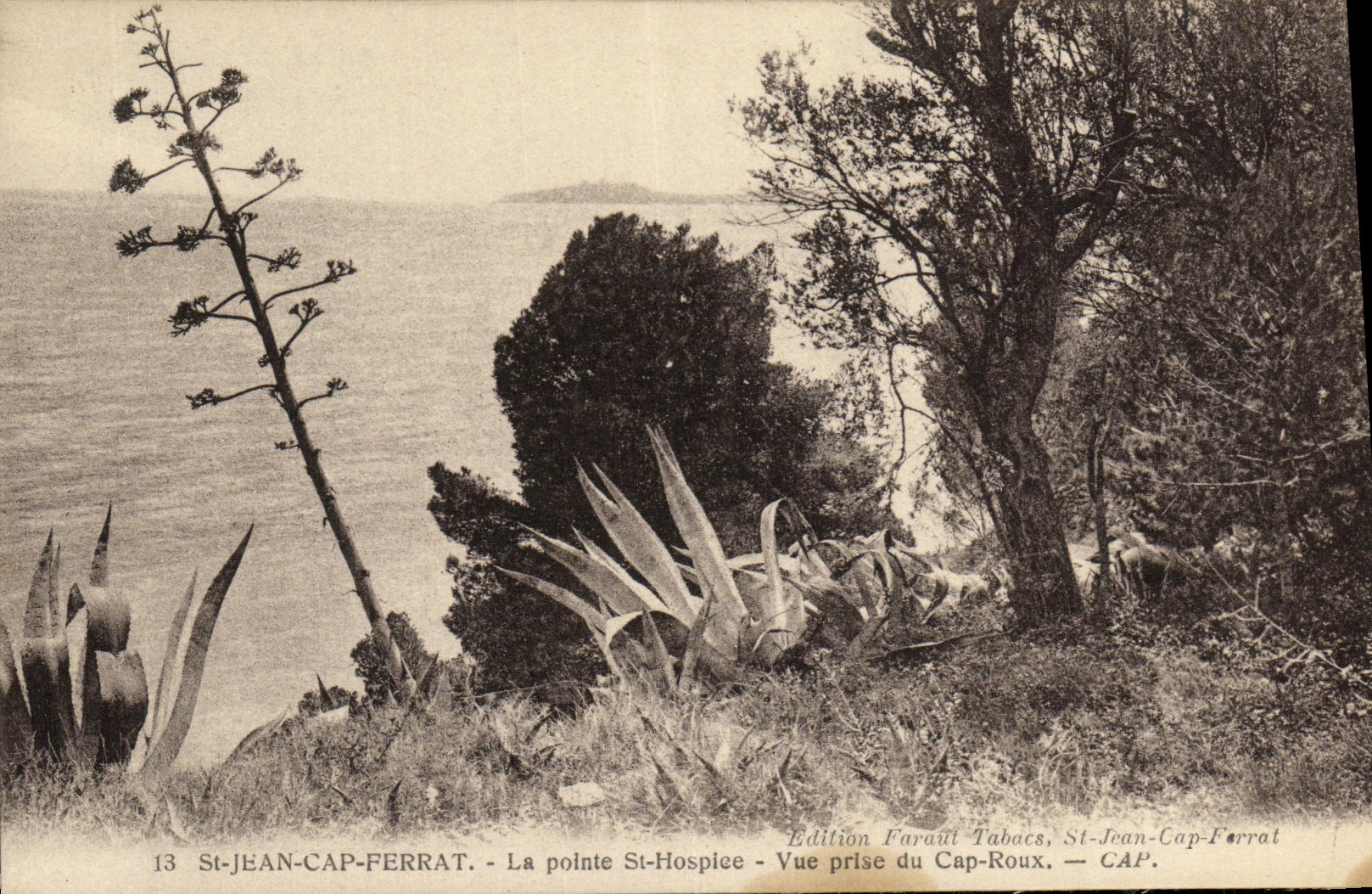 St-Jean-Cap-Ferrat — La pointe St-Hospice — Vue prise du Cap-Roux — Édition Faraul Tabacs, St-Jean-Cap-Ferrat