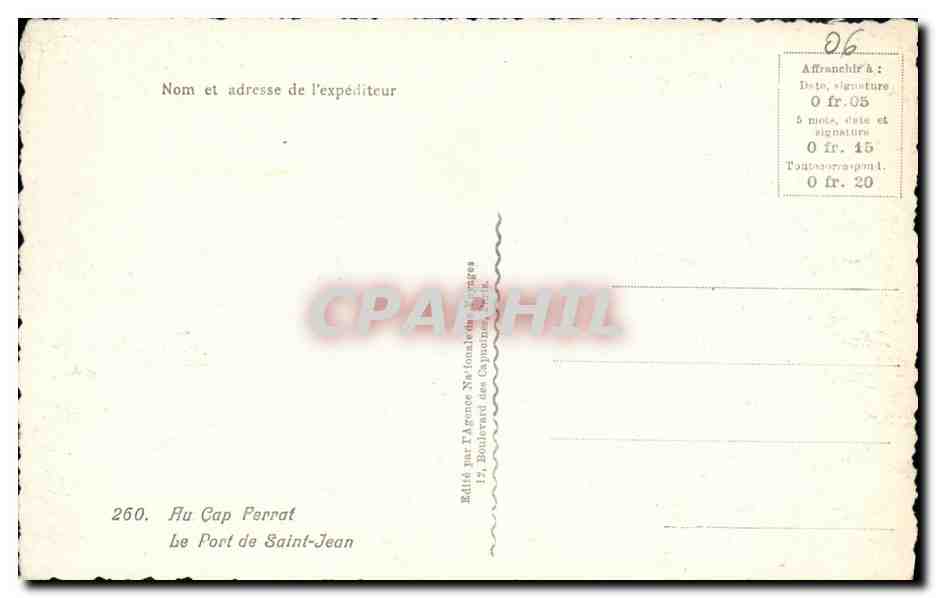 CPA Au Cap Ferrat Le Port de Saint Jean Bateau — Verso