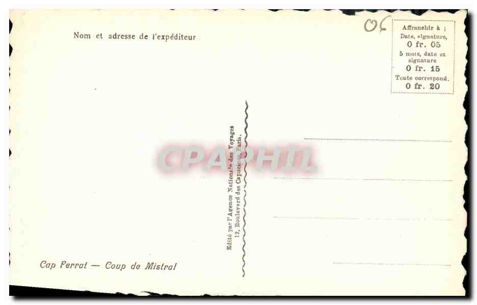 Cap Ferrat — Coup de Mistral — Édité par l'Agence Nationale des Voyages — Reverso