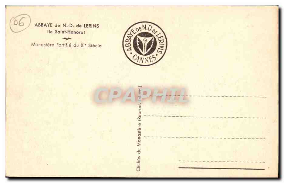 CPA Abbaye de N D de Lerins Ile Saint Honorat Monastere Fortifie du Xl e Siecle — Verso
