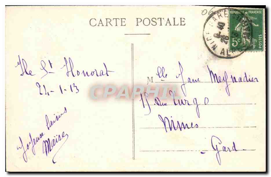 CPA lle Saint Honorat Abbaye de Lerins L Allee des Cypres — Rückseite