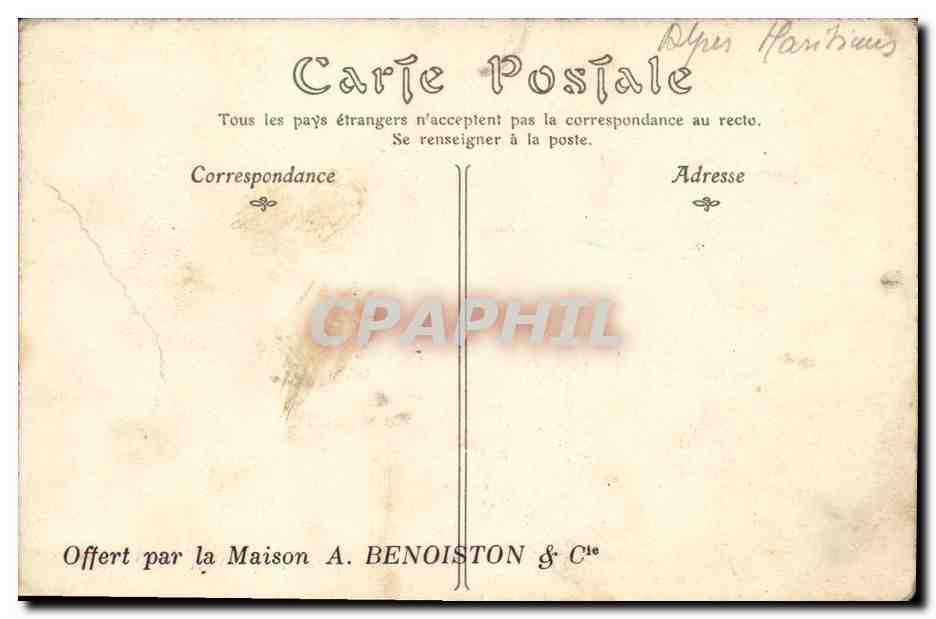 Villefranche-sur-Mer (Alpes-Maritimes) — Vue prise du Montalban — éditeur A. Benoiston & Cie, n° 767 — Verso